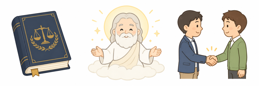 様々な文化も、ルール重視、神の教え重視、人間関係重視に分類できる