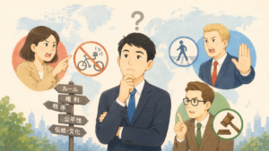 海外ビジネスでは、国によって「正しい」と感じるポイントが異なります。ルール、権利、秩序、公平性など、正義感のタイプの違いを理解し、現地でイライラや摩擦を減らすための異文化理解の視点を解説します。